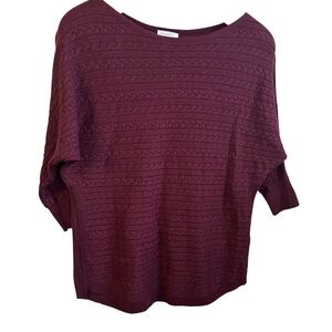 Market & Spruce Burgundy Boat Neck Sweater 3/4 sleeve size small